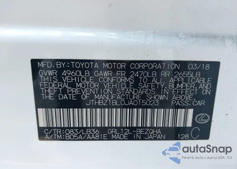 2018 Lexus Gs 350 F Sport from USA, damaged, VIN JTHBZ1BL0JA015023